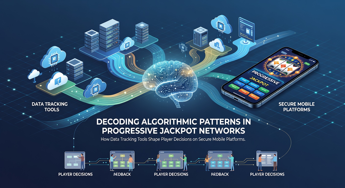 Visual representation of interconnected progressive jackpot networks and mobile data interfaces