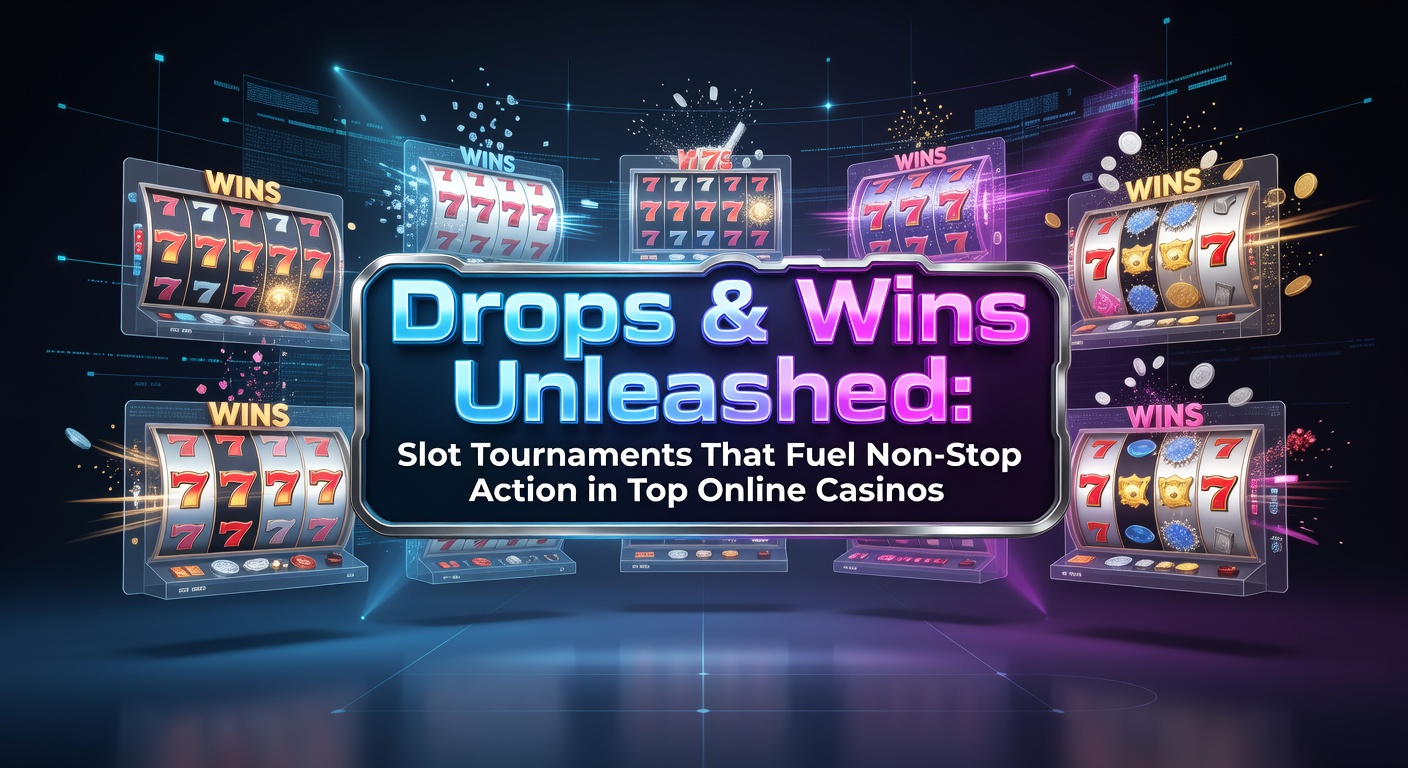 Close-up of a mobile device screen showing a live Drops & Wins cash drop prize notification amid colorful slot reels and leaderboard rankings