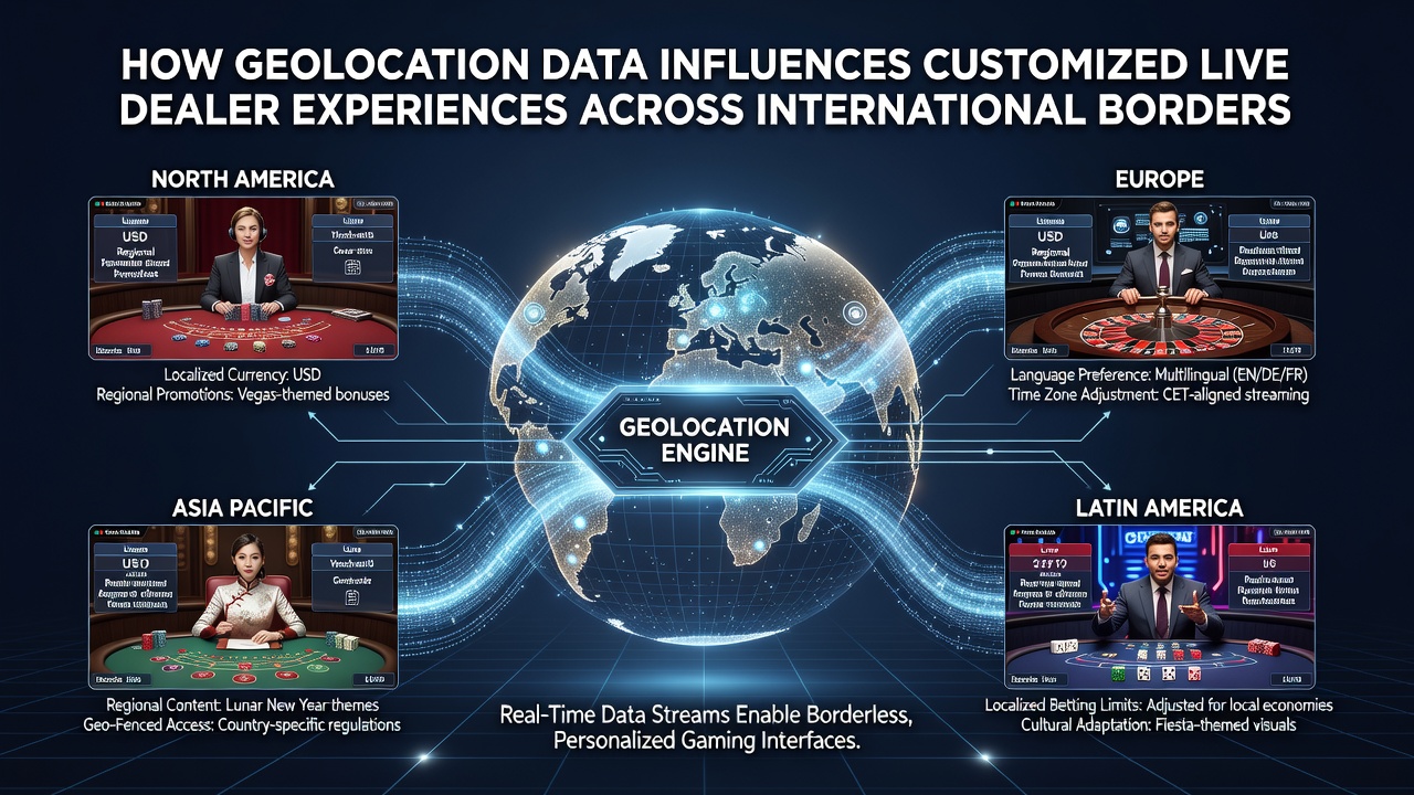 Live dealer interface adapting to cross-border player locations