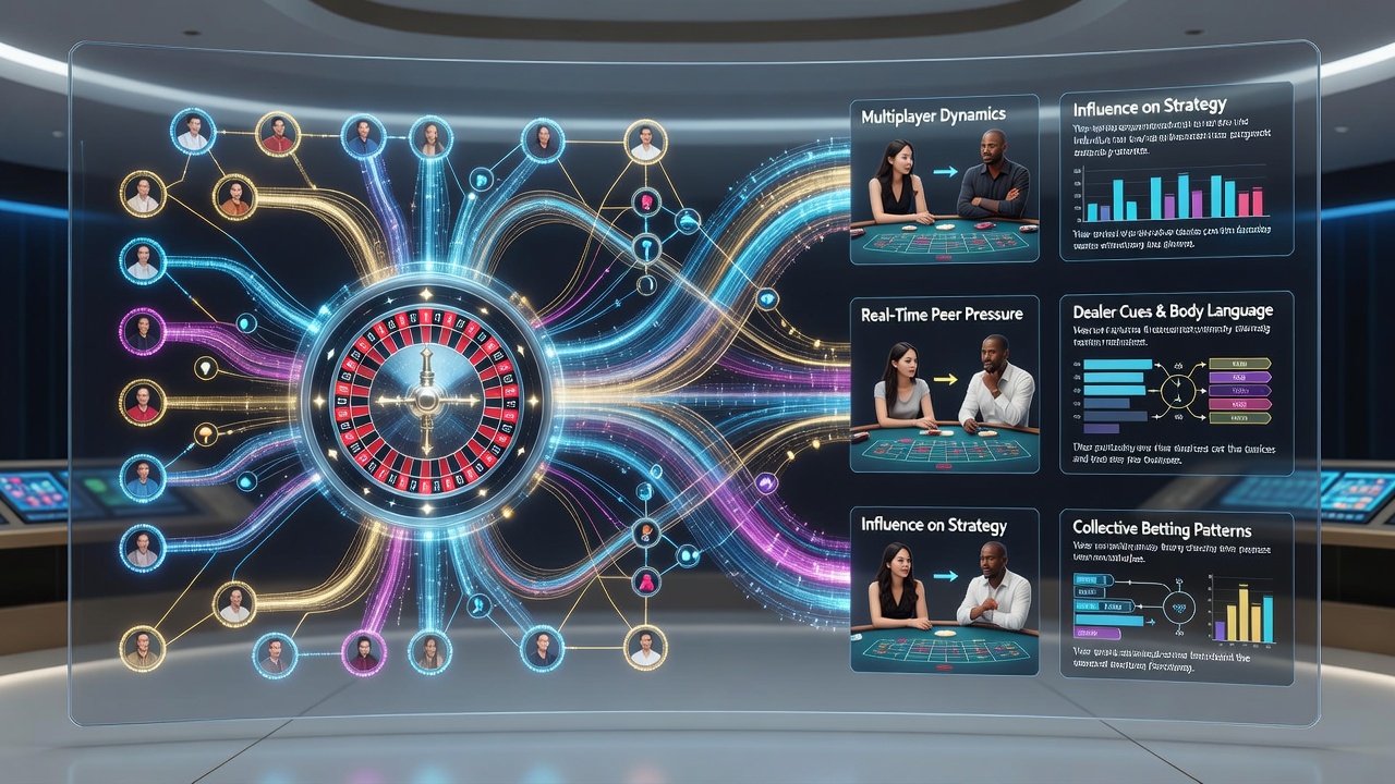 Close-up of live dealer roulette wheel with players placing bets and chatting