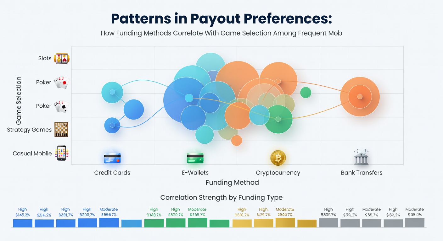 Analytics dashboard displaying correlations between payment methods and mobile game selections