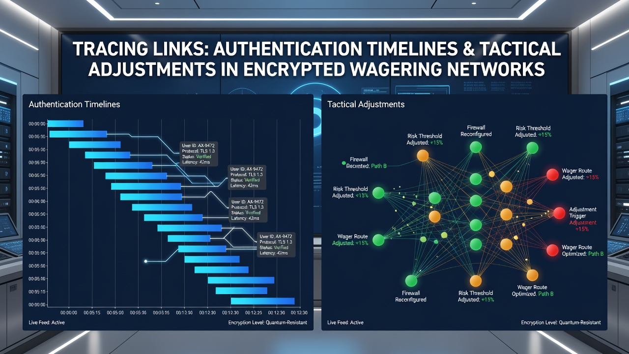 Data visualization of authentication timelines mapped against tactical betting adjustments in encrypted networks